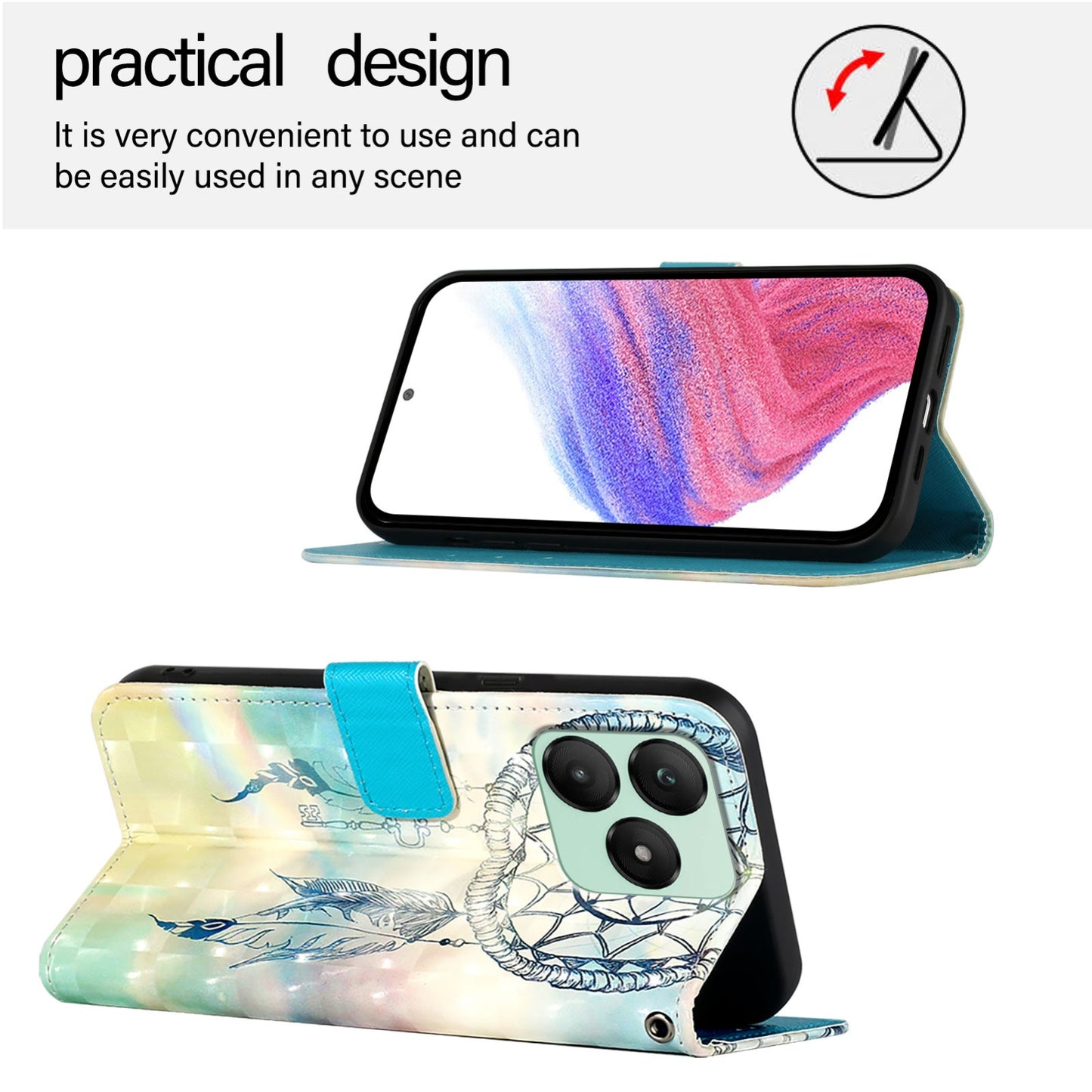 For Wiko T20 Leather Flip Phone Case with 3D Painted Design, Card Holder, Wallet & Stand Function - Durable Protection & Easy Access