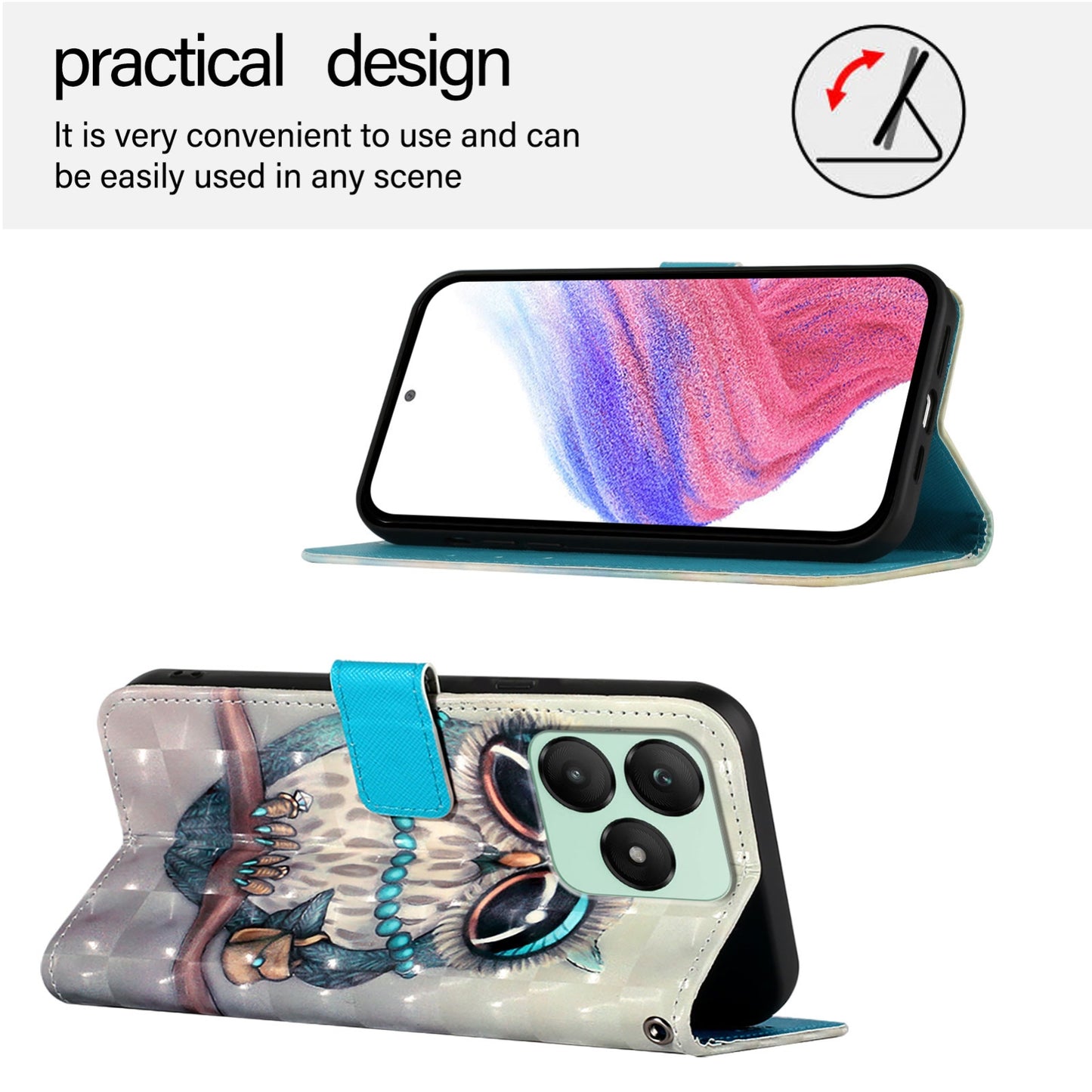 For Wiko T20 Leather Flip Phone Case with 3D Painted Design, Card Holder, Wallet & Stand Function - Durable Protection & Easy Access