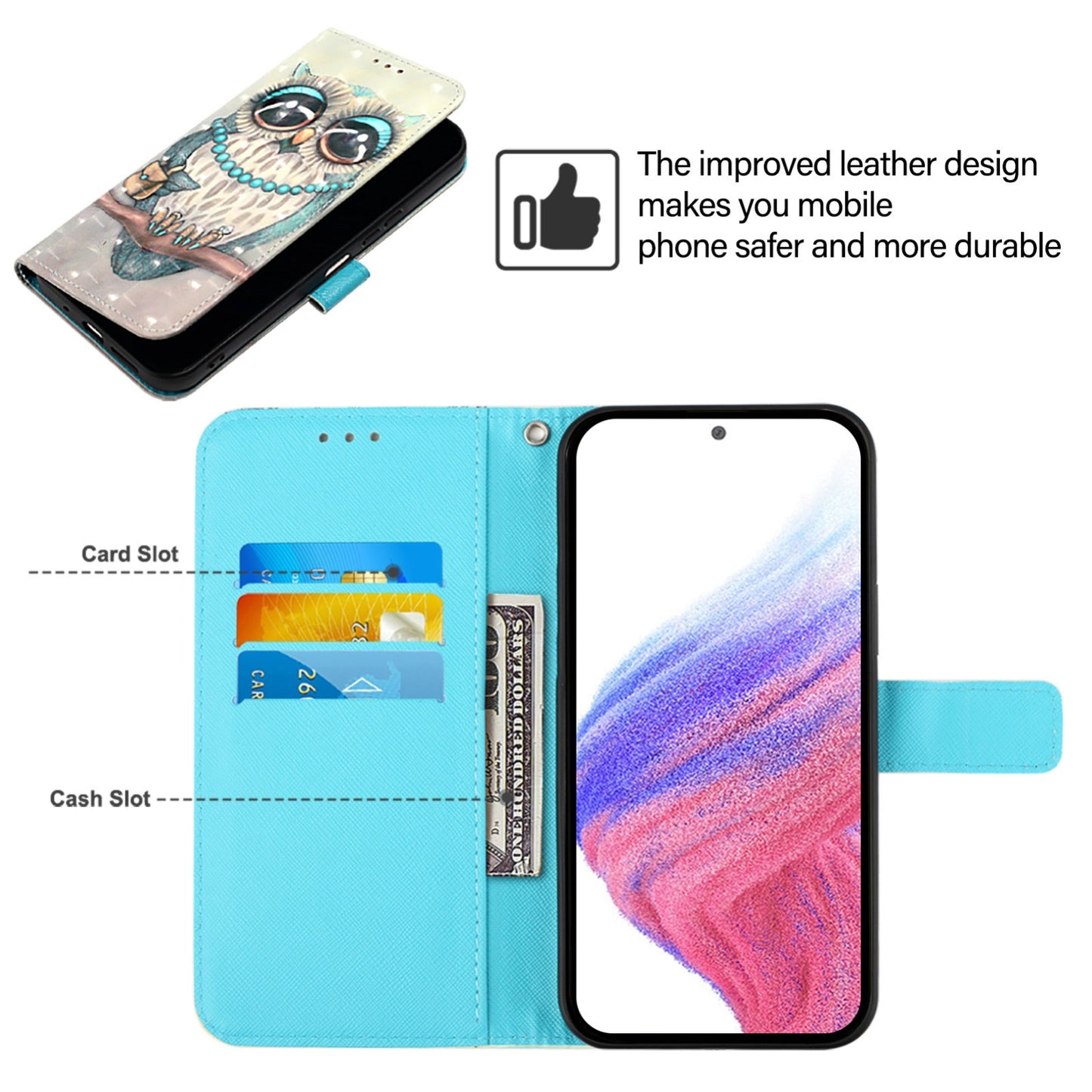For Wiko T20 Leather Flip Phone Case with 3D Painted Design, Card Holder, Wallet & Stand Function - Durable Protection & Easy Access