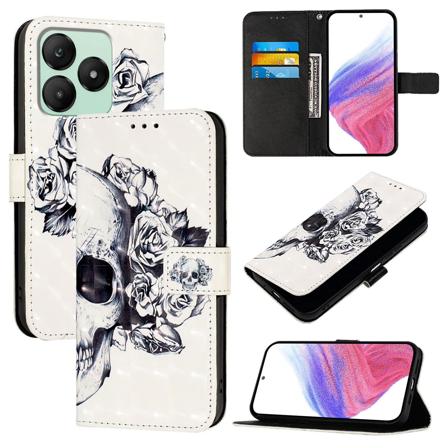 For Wiko T20 Leather Flip Phone Case with 3D Painted Design, Card Holder, Wallet & Stand Function - Durable Protection & Easy Access