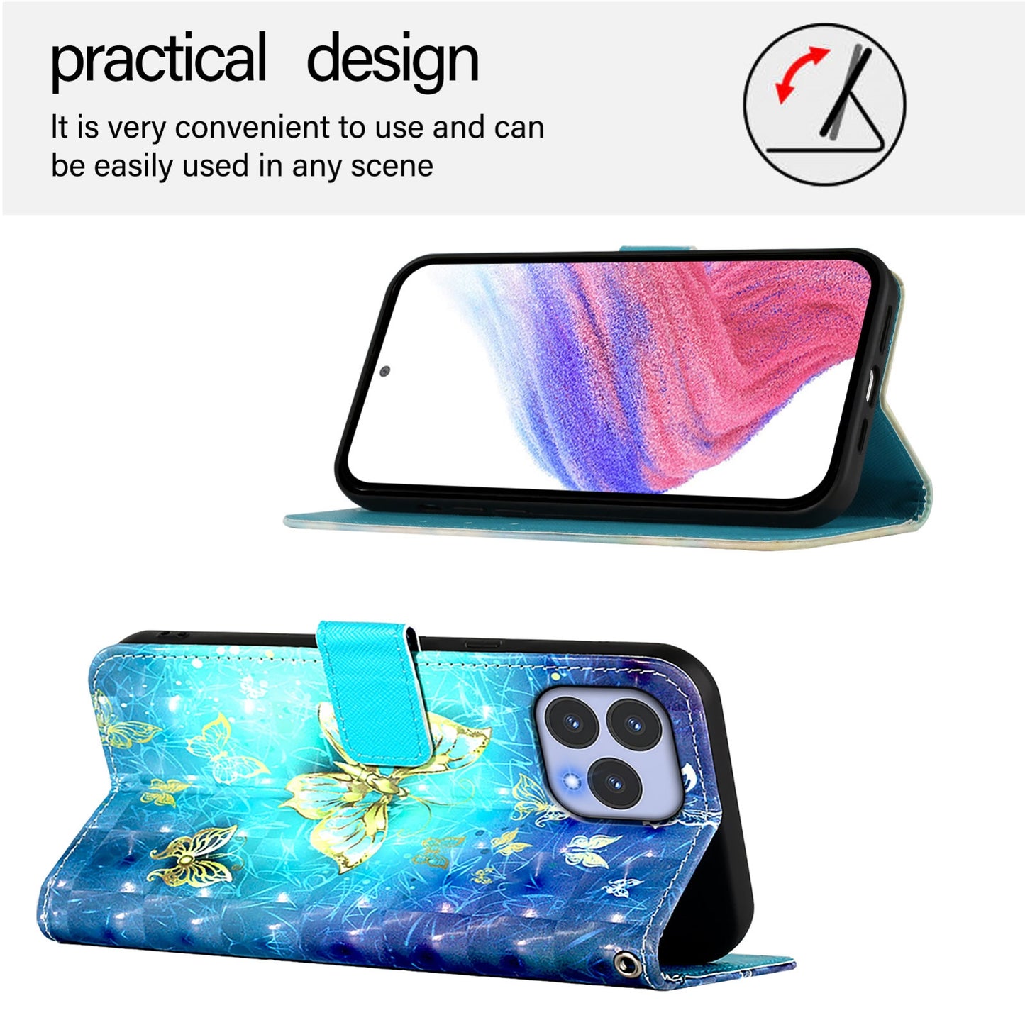 For Wiko T60 Leather Flip Phone Case with 3D Painted Design, Card Holder, Wallet & Stand Function - Durable Protection & Easy Access