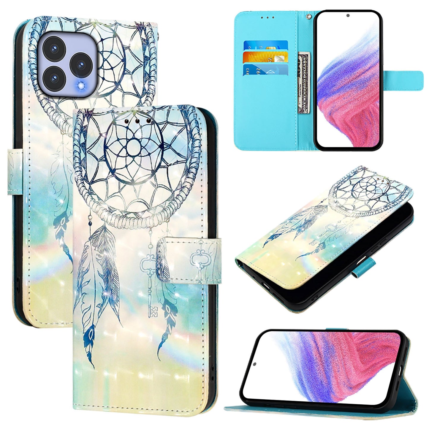 For Wiko T60 Leather Flip Phone Case with 3D Painted Design, Card Holder, Wallet & Stand Function - Durable Protection & Easy Access