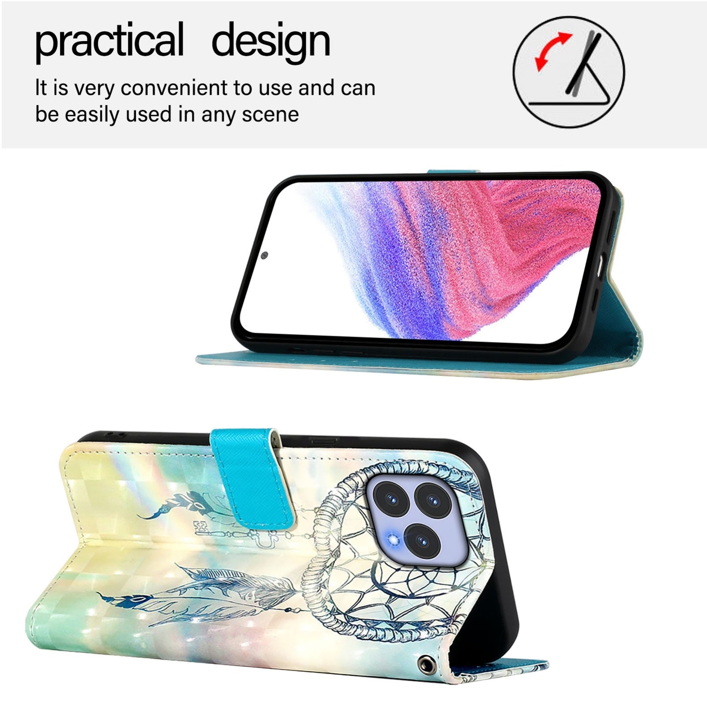 For Wiko T60 Leather Flip Phone Case with 3D Painted Design, Card Holder, Wallet & Stand Function - Durable Protection & Easy Access