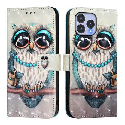 For Wiko T60 Leather Flip Phone Case with 3D Painted Design, Card Holder, Wallet & Stand Function - Durable Protection & Easy Access
