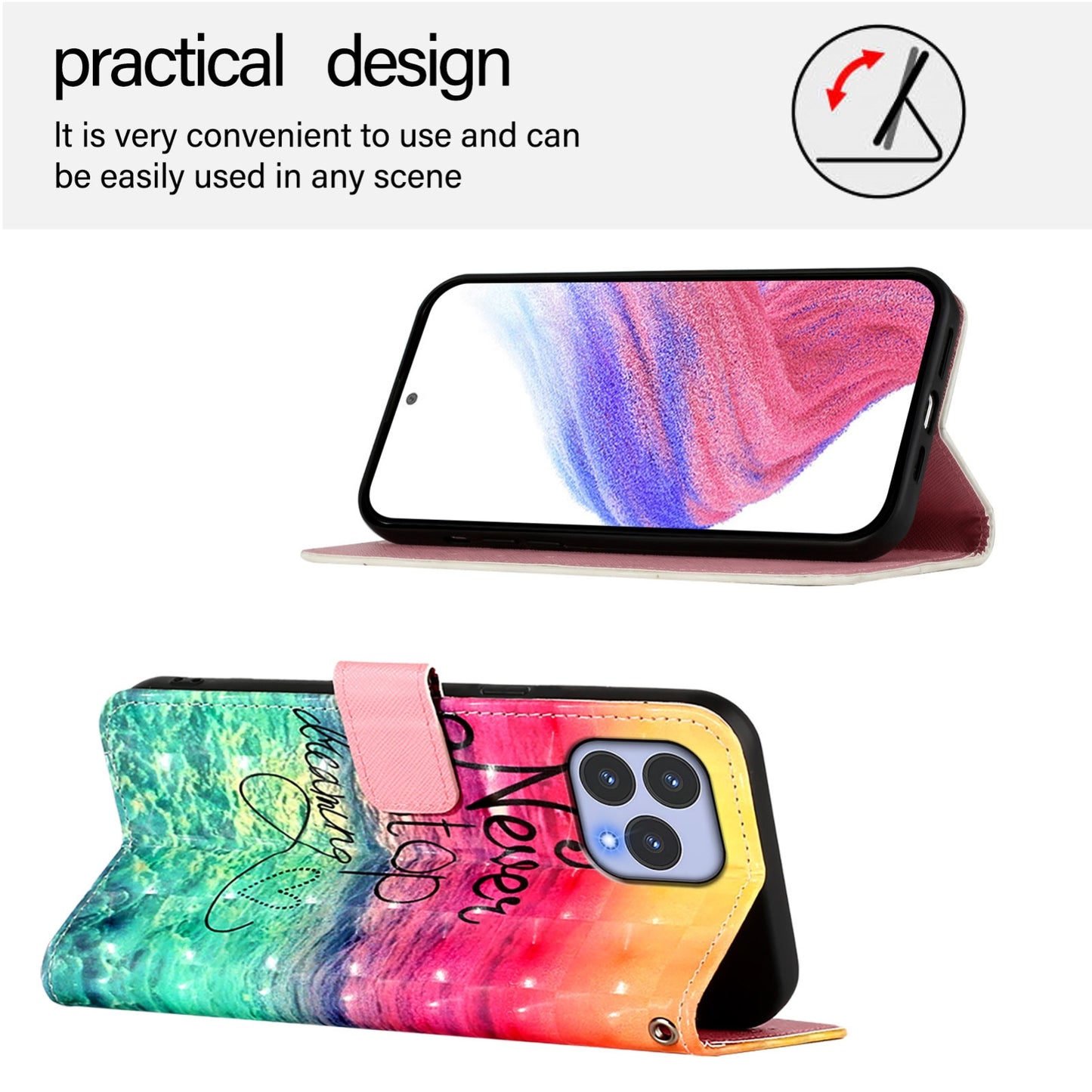 For Wiko T60 Leather Flip Phone Case with 3D Painted Design, Card Holder, Wallet & Stand Function - Durable Protection & Easy Access