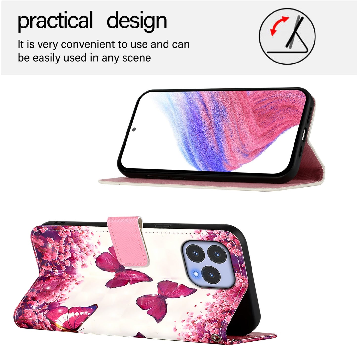 For Wiko T60 Leather Flip Phone Case with 3D Painted Design, Card Holder, Wallet & Stand Function - Durable Protection & Easy Access