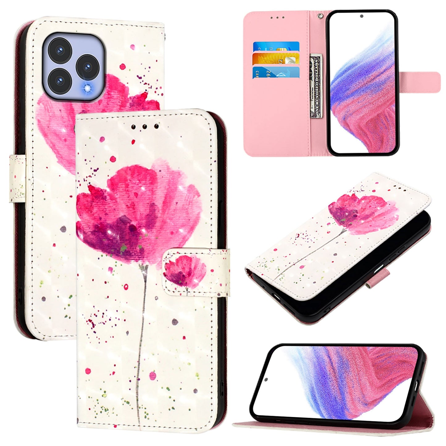 For Wiko T60 Leather Flip Phone Case with 3D Painted Design, Card Holder, Wallet & Stand Function - Durable Protection & Easy Access