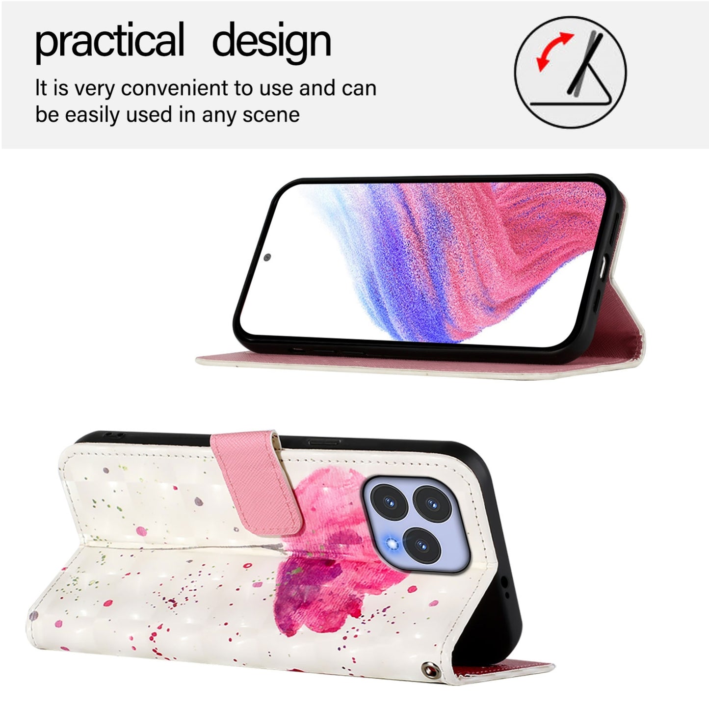 For Wiko T60 Leather Flip Phone Case with 3D Painted Design, Card Holder, Wallet & Stand Function - Durable Protection & Easy Access