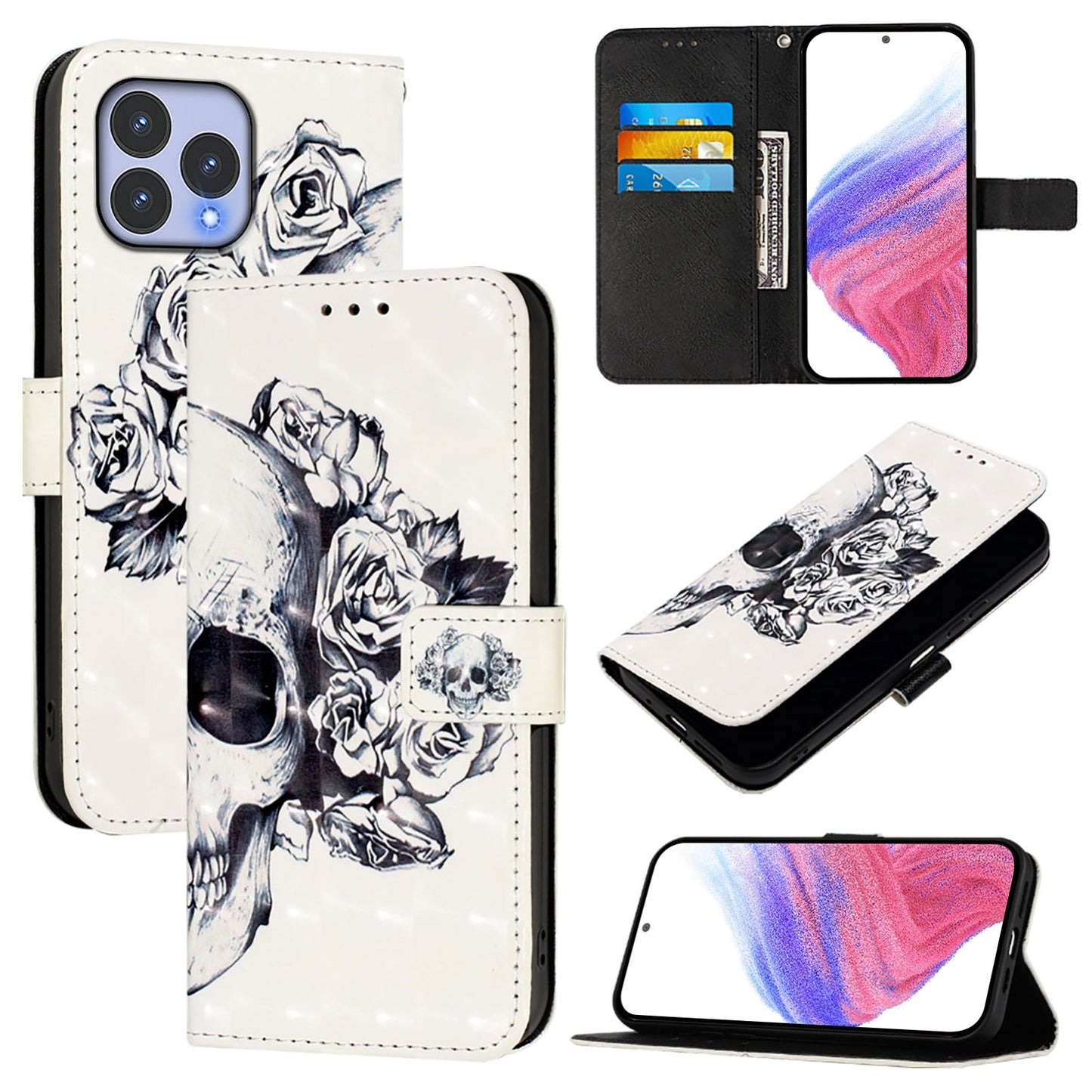 For Wiko T60 Leather Flip Phone Case with 3D Painted Design, Card Holder, Wallet & Stand Function - Durable Protection & Easy Access