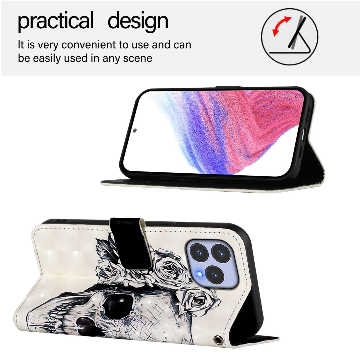For Wiko T60 Leather Flip Phone Case with 3D Painted Design, Card Holder, Wallet & Stand Function - Durable Protection & Easy Access