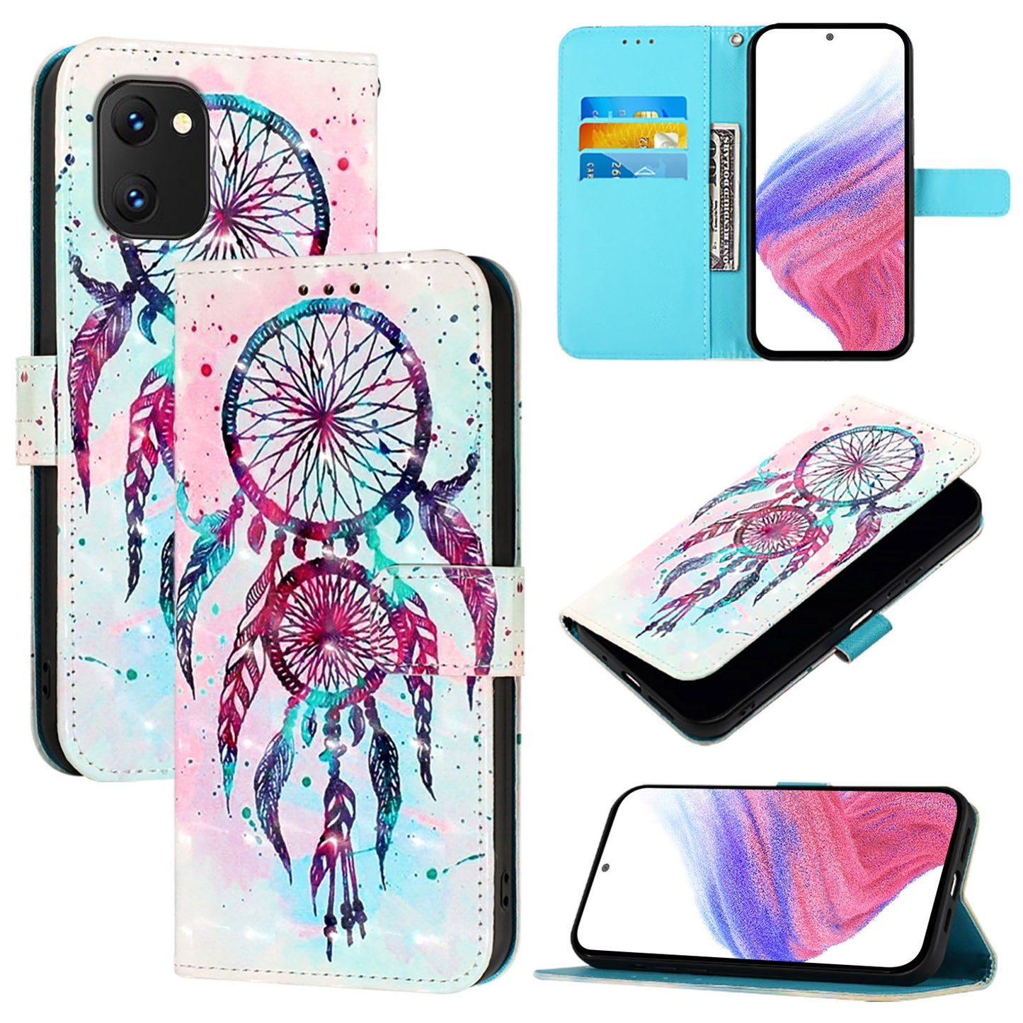UMIDIGI Power 7S Leather Flip Phone Case with 3D Painted Design, Card Holder, Wallet & Stand Function - Durable Protection & Easy Access