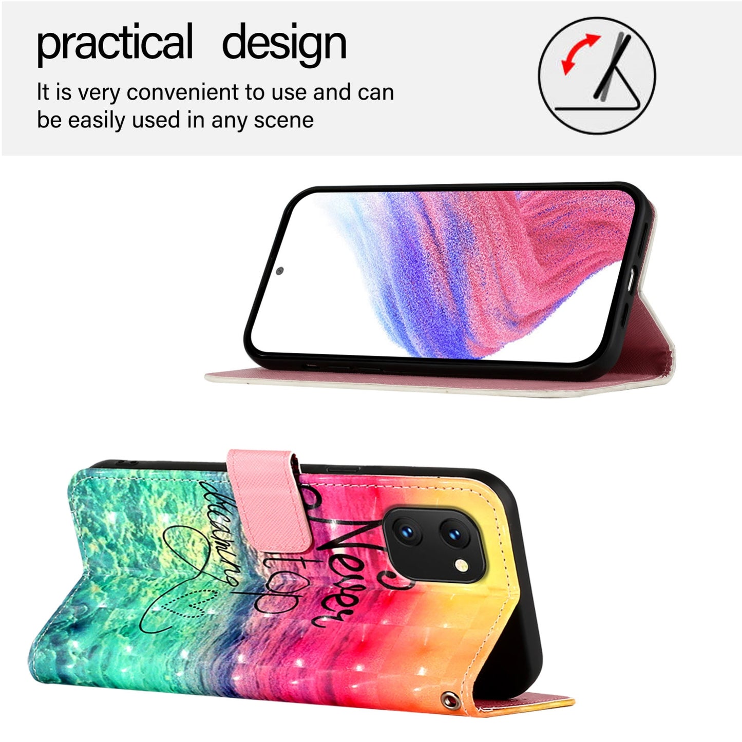 UMIDIGI Power 7S Leather Flip Phone Case with 3D Painted Design, Card Holder, Wallet & Stand Function - Durable Protection & Easy Access