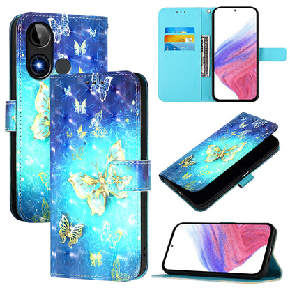 BLU C9 Leather Flip Phone Case with 3D Painted Design, Card Holder, Wallet & Stand Function - Durable Protection & Easy Access