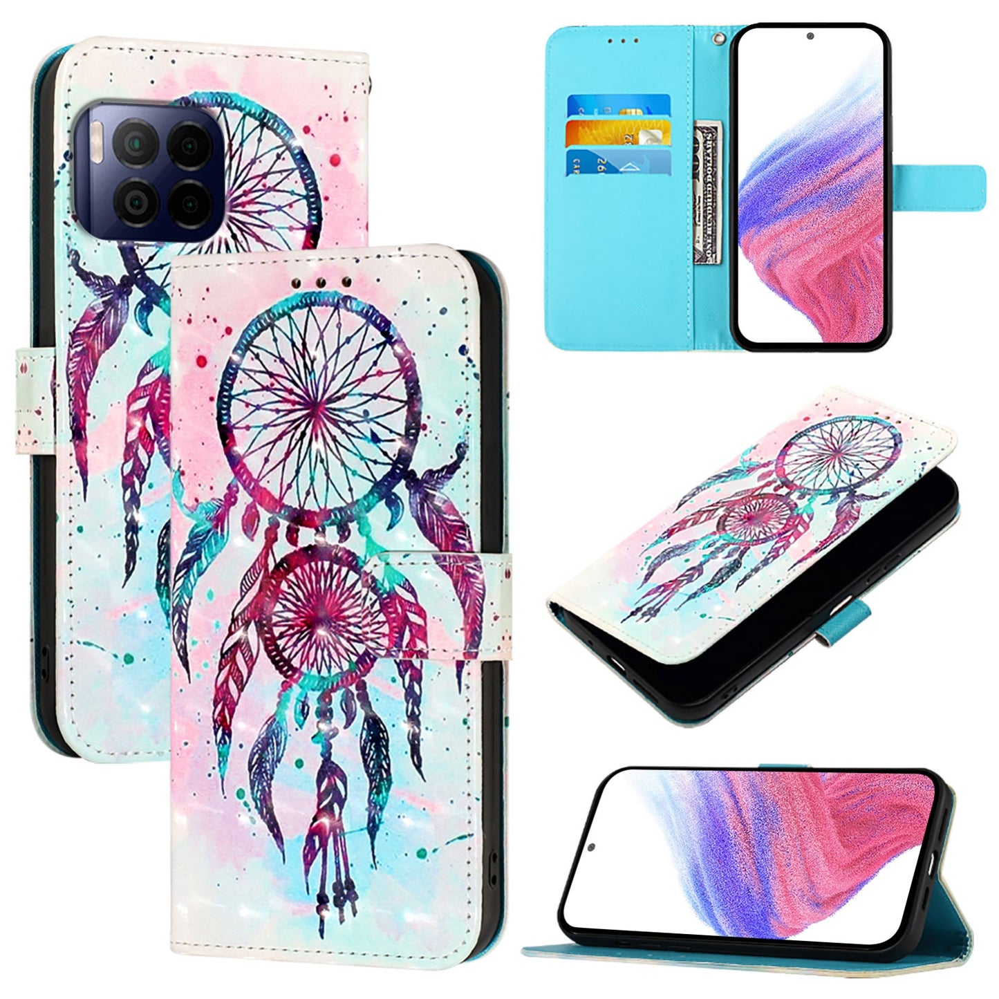 T-Mobile REVVL 7 Pro Leather Flip Phone Case with 3D Painted Design, Card Holder, Wallet & Stand Function - Durable Protection & Easy Access