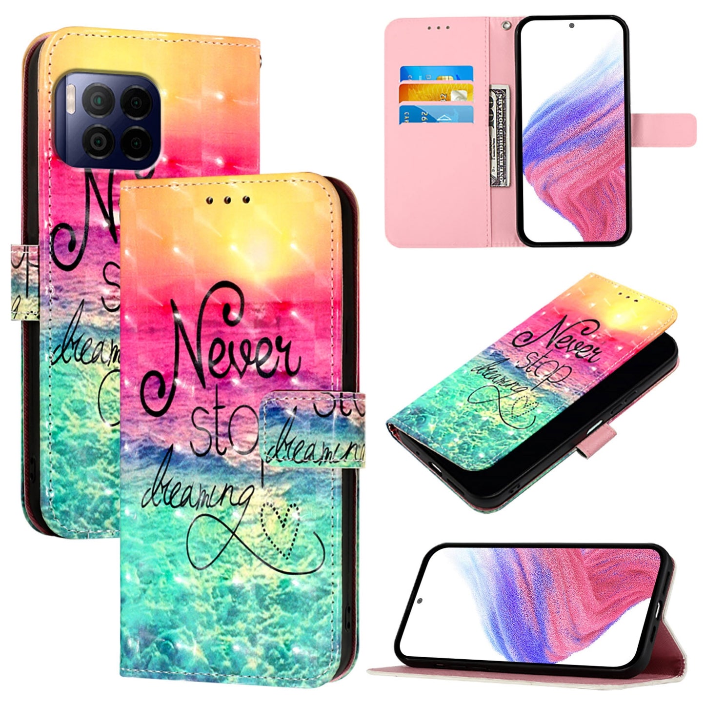 T-Mobile REVVL 7 Pro Leather Flip Phone Case with 3D Painted Design, Card Holder, Wallet & Stand Function - Durable Protection & Easy Access