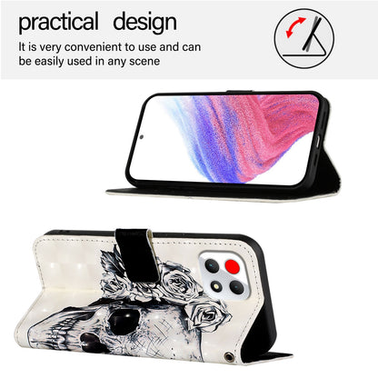 T-Mobile REVVL 7 Leather Flip Phone Case with 3D Painted Design, Card Holder, Wallet & Stand Function - Durable Protection & Easy Access
