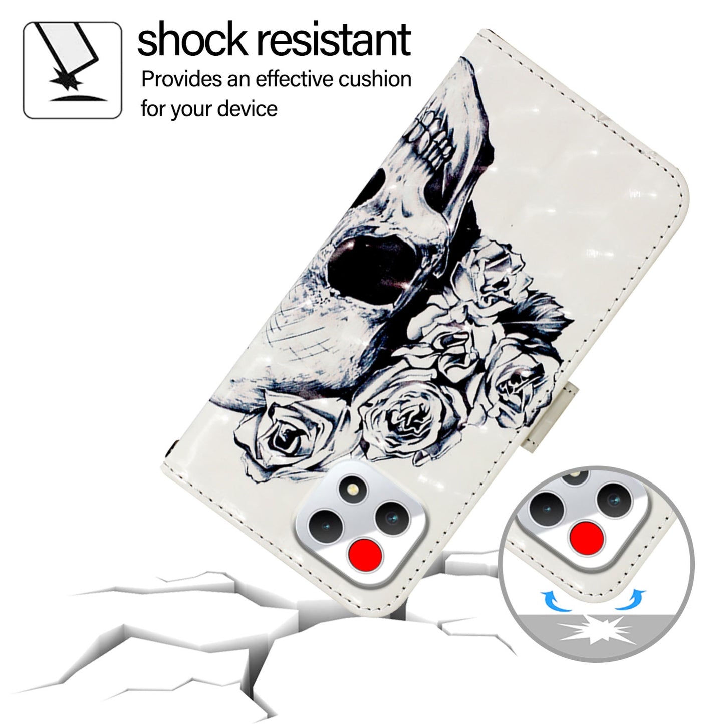 T-Mobile REVVL 7 Leather Flip Phone Case with 3D Painted Design, Card Holder, Wallet & Stand Function - Durable Protection & Easy Access