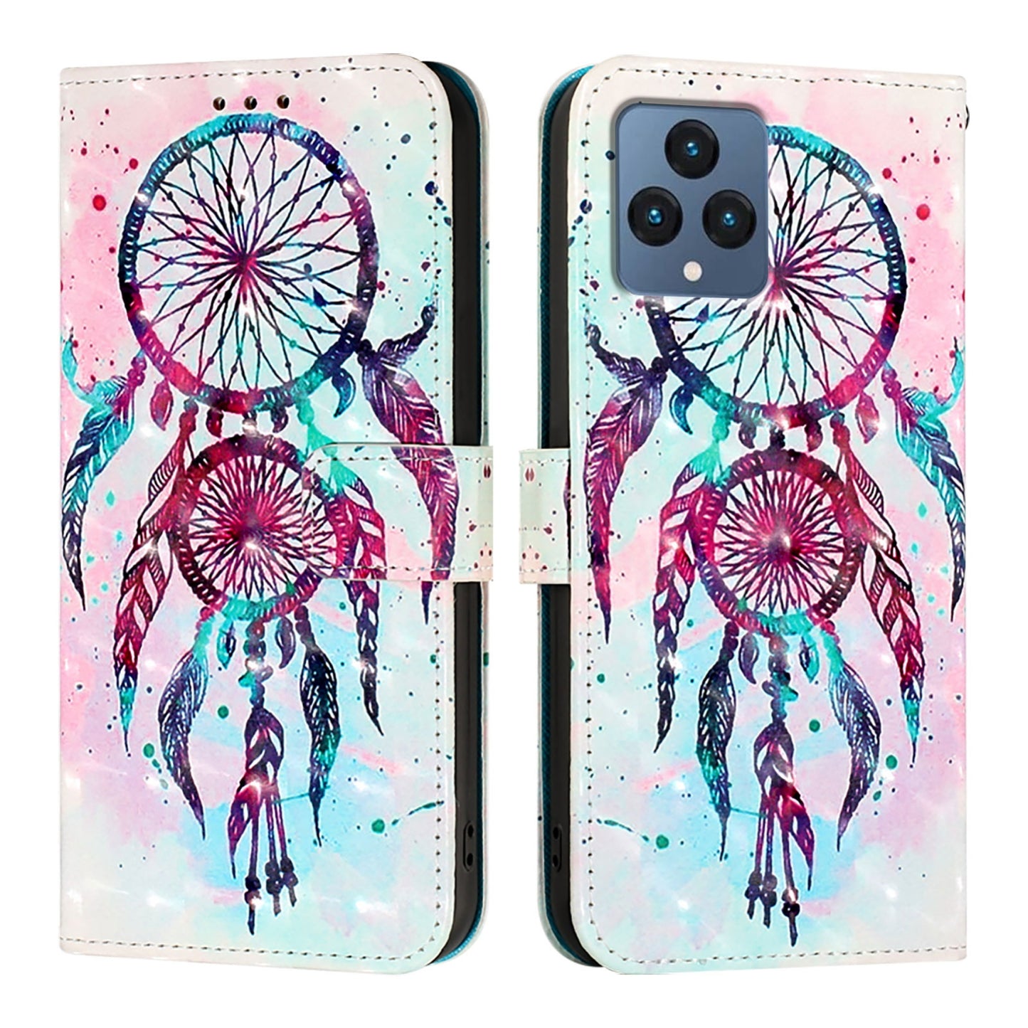 T-Mobile REVVL 6x Leather Flip Phone Case with 3D Painted Design, Card Holder, Wallet & Stand Function - Durable Protection & Easy Access