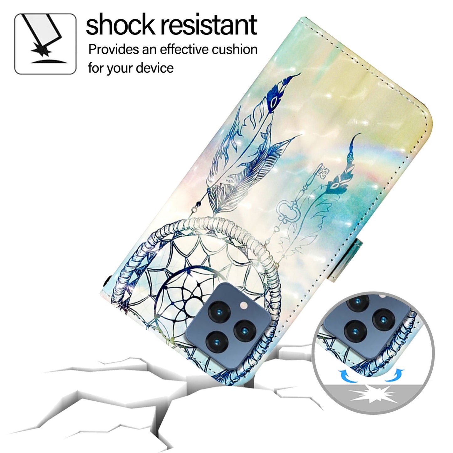 T-Mobile REVVL 6 Leather Flip Phone Case with 3D Painted Design, Card Holder, Wallet & Stand Function - Durable Protection & Easy Access