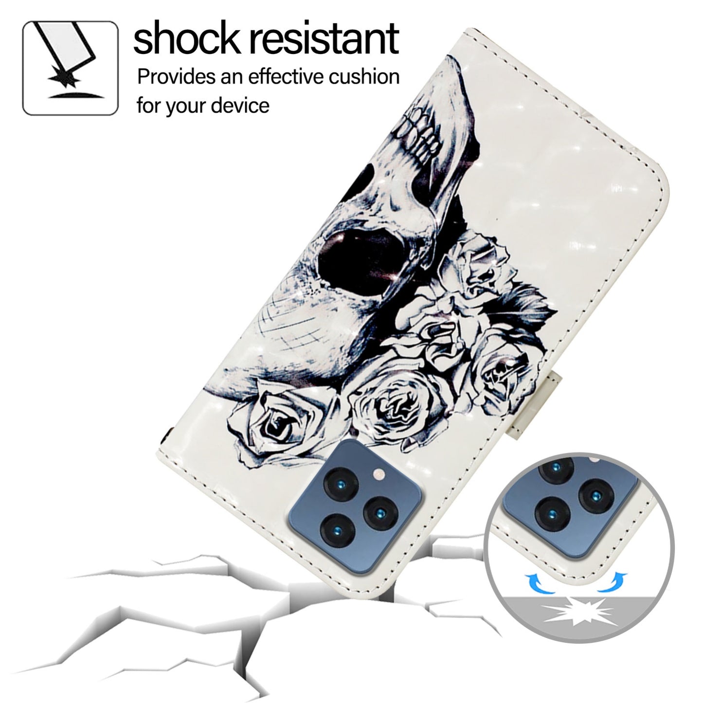 T-Mobile REVVL 6x Leather Flip Phone Case with 3D Painted Design, Card Holder, Wallet & Stand Function - Durable Protection & Easy Access