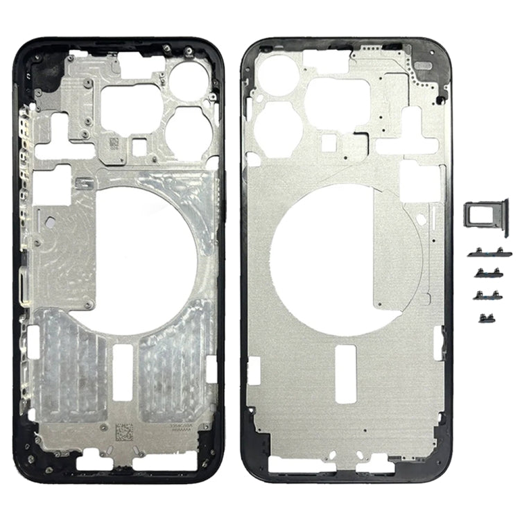 iPhone 15 Pro Max Middle Frame Bezel Plate with Side Keys & Card Tray (China Version, Black) - Replacement Part