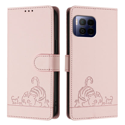 T-Mobile REVVL 7 Pro 5G Cat and Rat Embossed Pattern, RFID Leather Phone Case with Lanyard, Kickstand, and Wallet Features