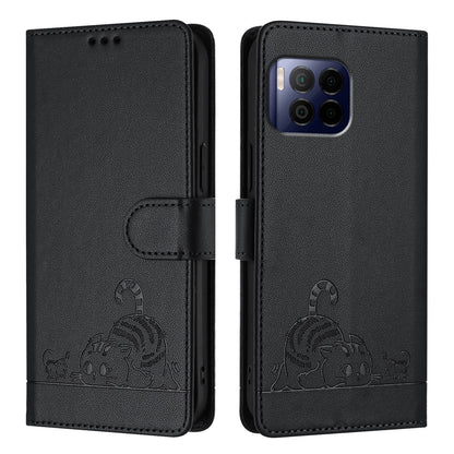 T-Mobile REVVL 7 Pro 5G Cat and Rat Embossed Pattern, RFID Leather Phone Case with Lanyard, Kickstand, and Wallet Features