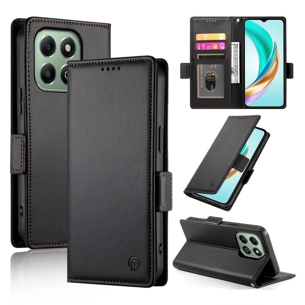 Honor X6b Magnetic Leather Wallet Case with Card Slots, Stand Function & Full Protection