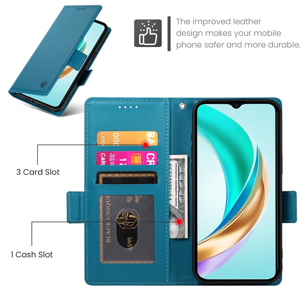 Honor X6b Magnetic Leather Wallet Case with Card Slots, Stand Function & Full Protection