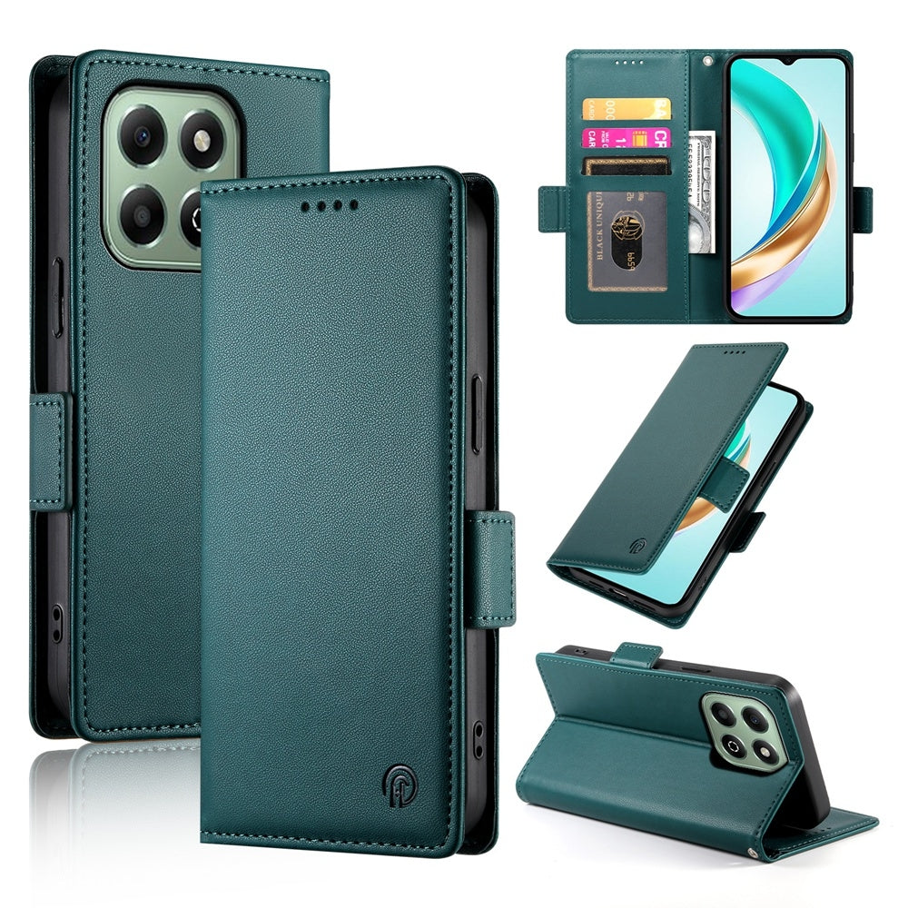 Honor X6b Magnetic Leather Wallet Case with Card Slots, Stand Function & Full Protection