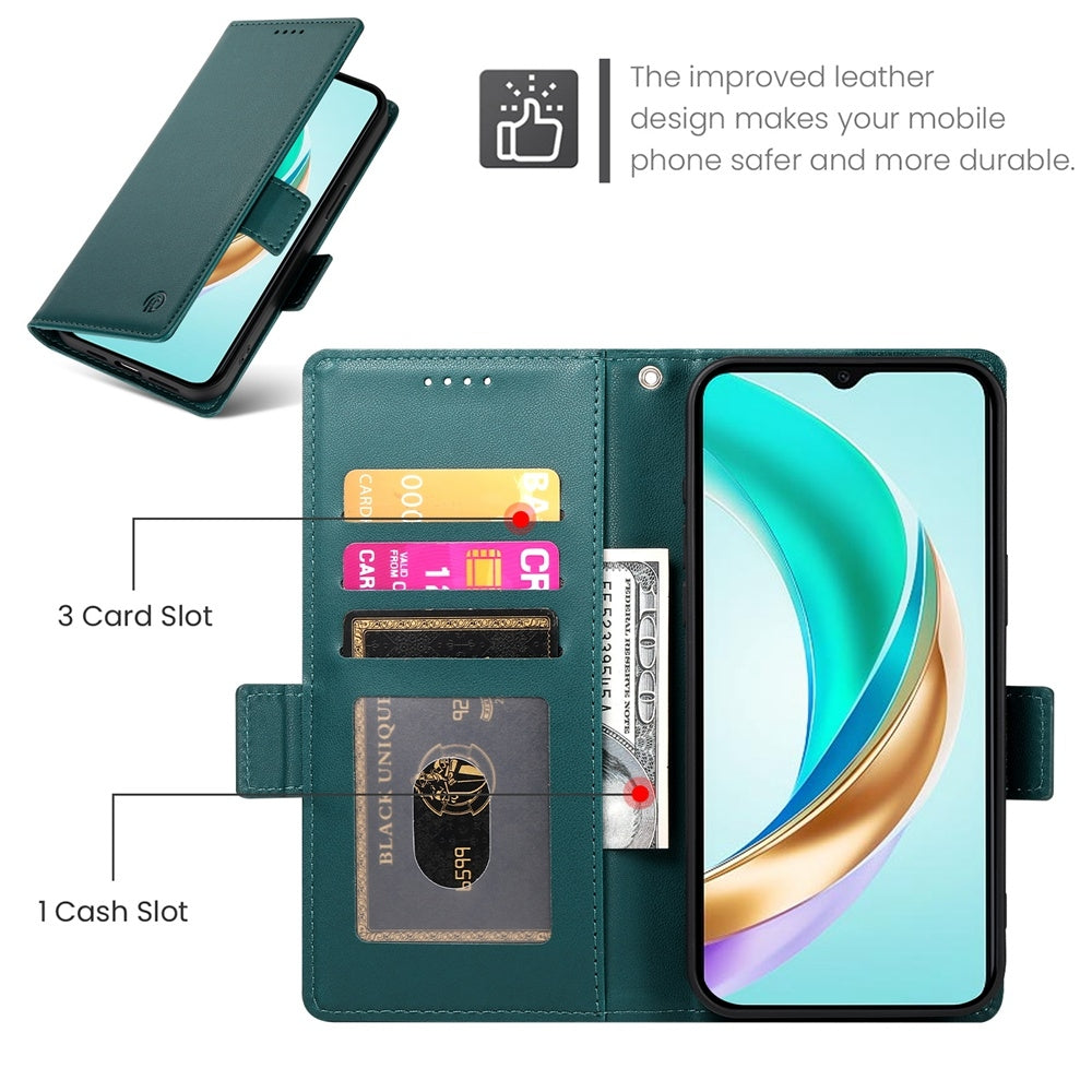 Honor X6b Magnetic Leather Wallet Case with Card Slots, Stand Function & Full Protection