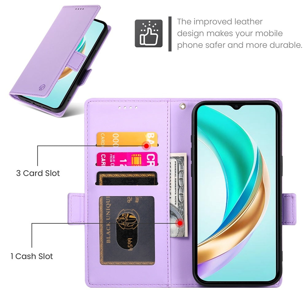 Honor X6b Magnetic Leather Wallet Case with Card Slots, Stand Function & Full Protection