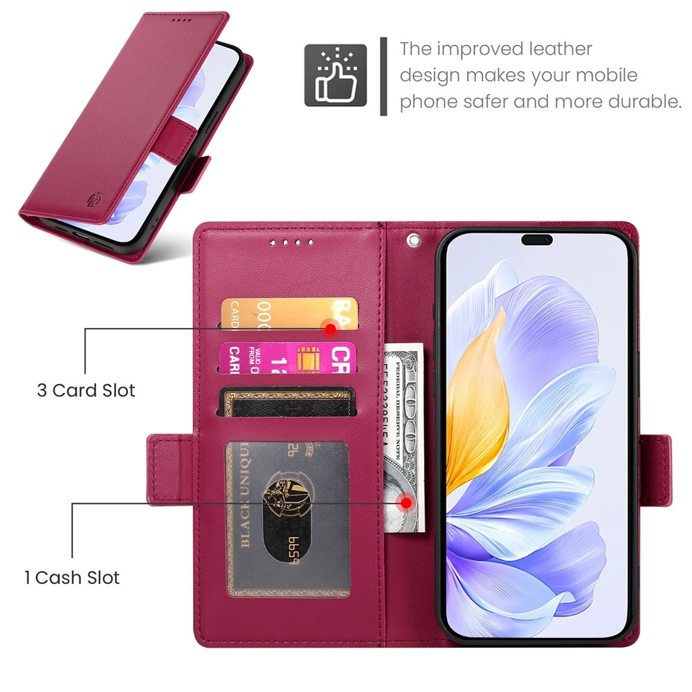 Honor X60i Magnetic Leather Wallet Case with Card Slots, Stand Function & Full Protection