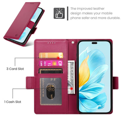 Honor 200 Lite Magnetic Leather Wallet Case with Card Slots, Stand Function & Full Protection