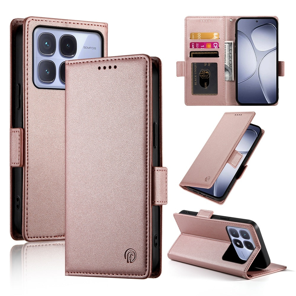 Redmi K70 Ultra Magnetic Leather Wallet Case with Card Slots, Stand Function & Full Protection