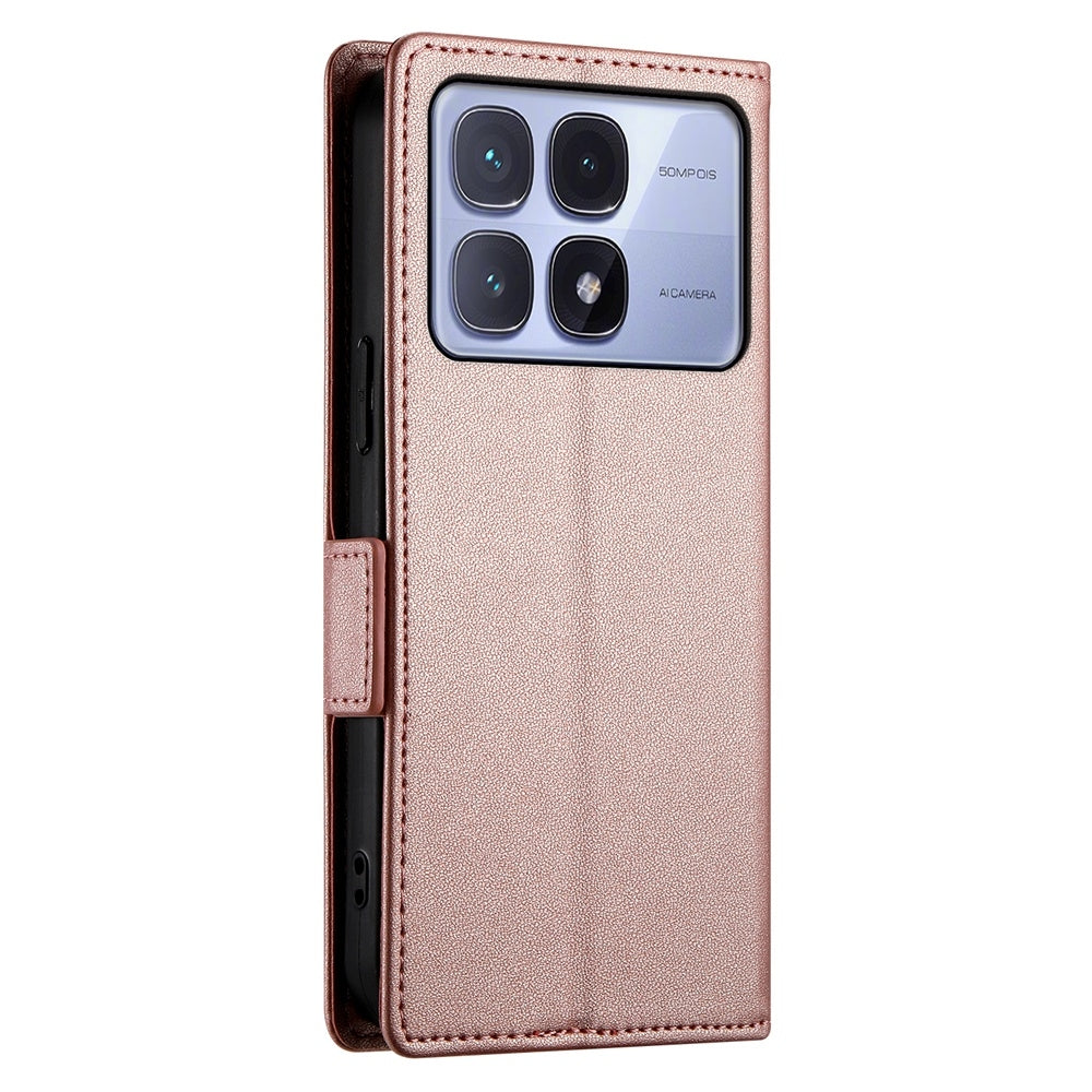 Redmi K70 Ultra Magnetic Leather Wallet Case with Card Slots, Stand Function & Full Protection