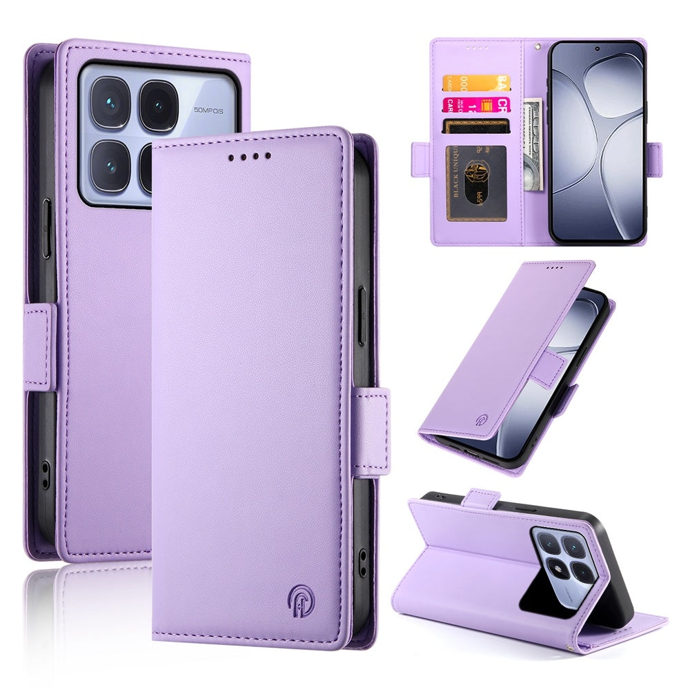 Redmi K70 Ultra Magnetic Leather Wallet Case with Card Slots, Stand Function & Full Protection