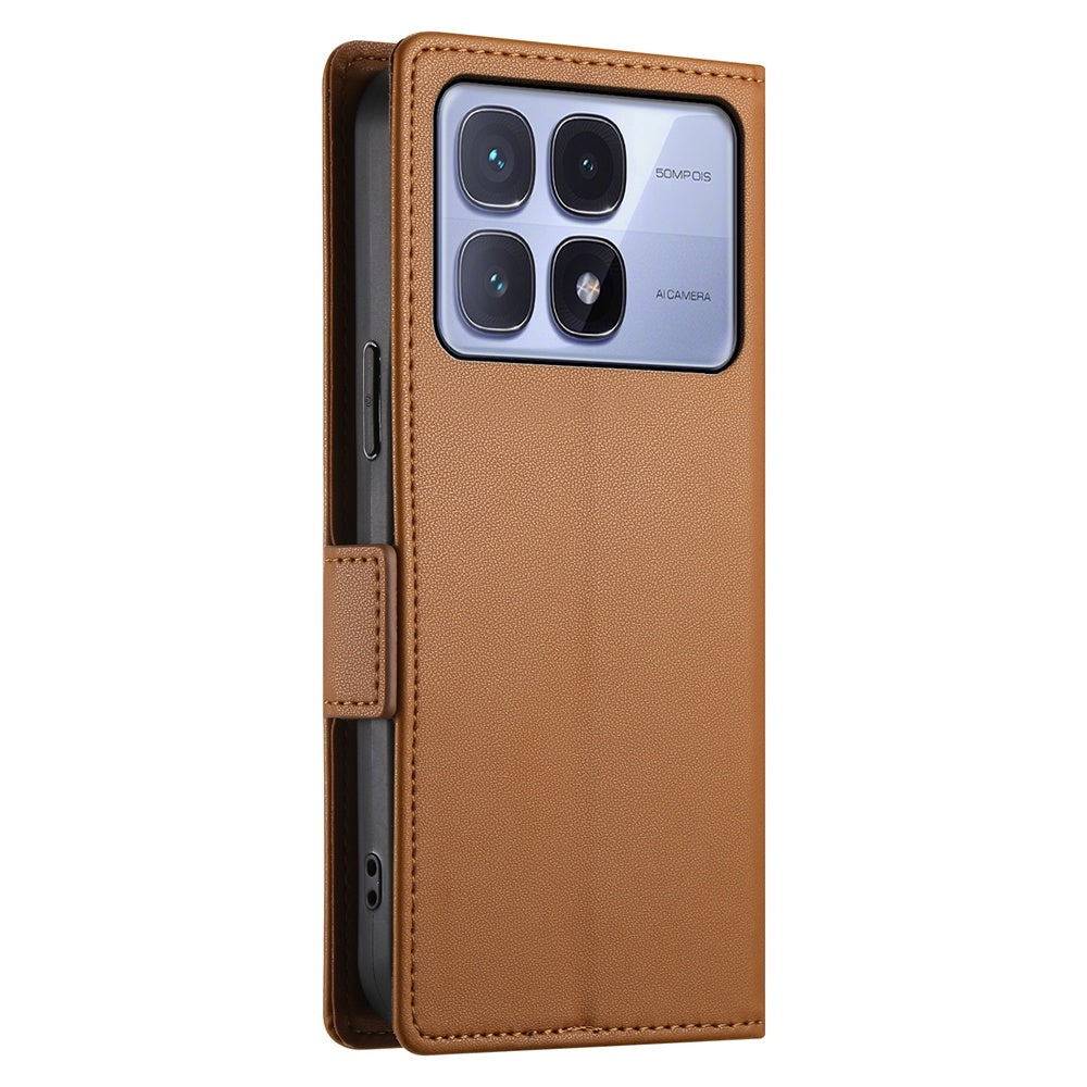 Redmi K70 Ultra Magnetic Leather Wallet Case with Card Slots, Stand Function & Full Protection