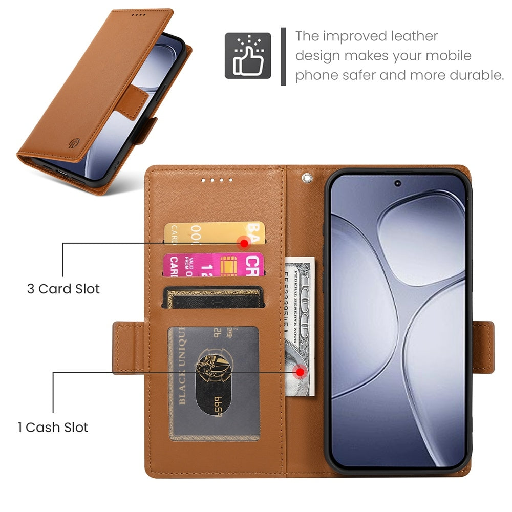 Redmi K70 Ultra Magnetic Leather Wallet Case with Card Slots, Stand Function & Full Protection