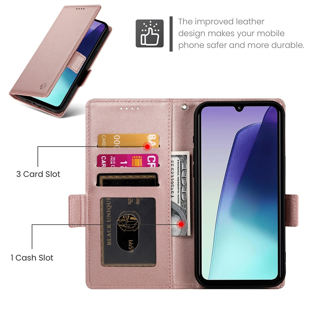 Redmi 14C 4G Magnetic Leather Wallet Case with Card Slots, Stand Function & Full Protection