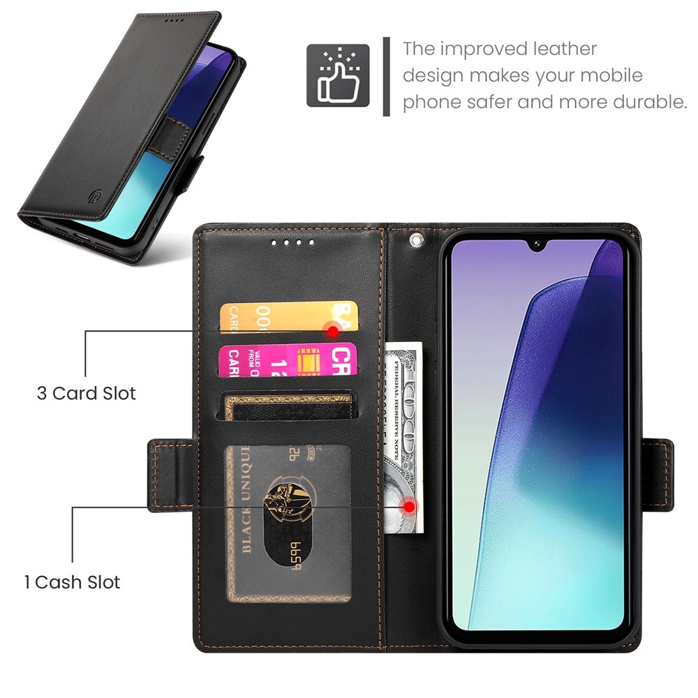 Redmi 14C 4G Magnetic Leather Wallet Case with Card Slots, Stand Function & Full Protection