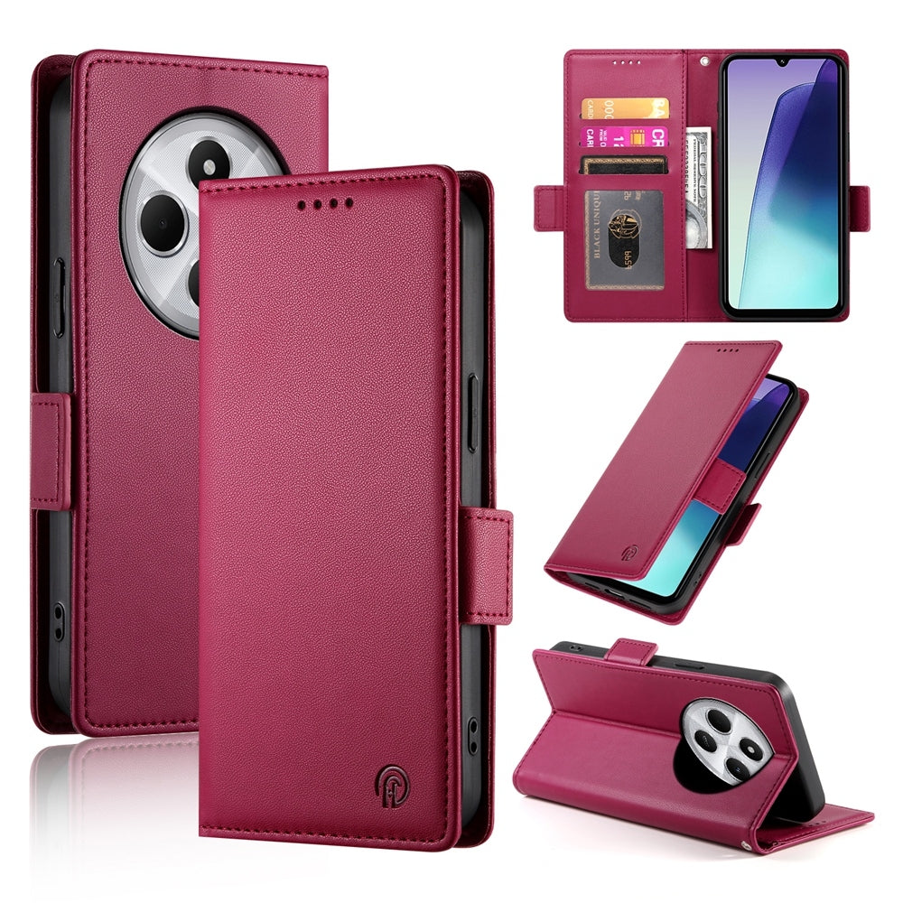 Redmi 14C 4G Magnetic Leather Wallet Case with Card Slots, Stand Function & Full Protection