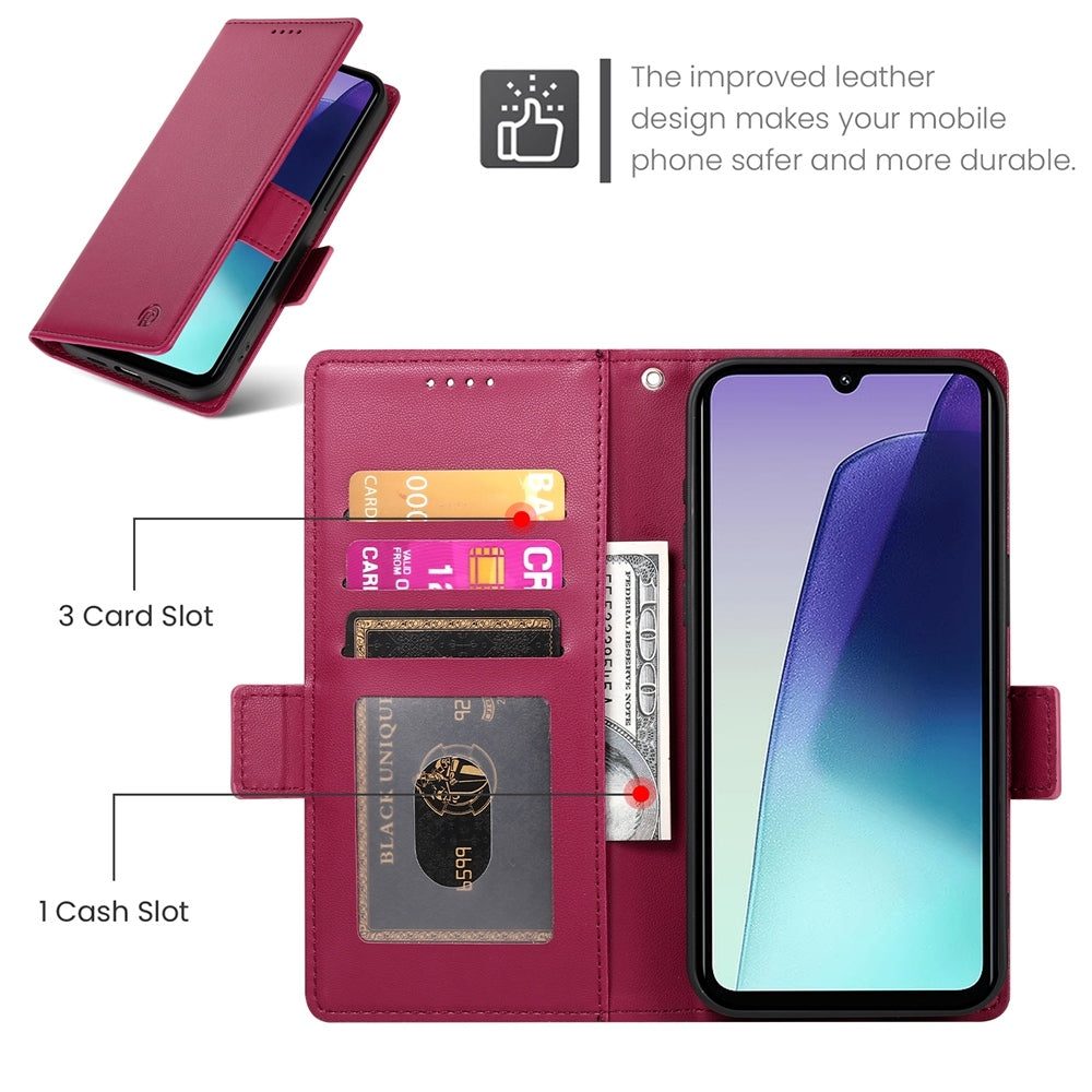 Redmi 14C 4G Magnetic Leather Wallet Case with Card Slots, Stand Function & Full Protection