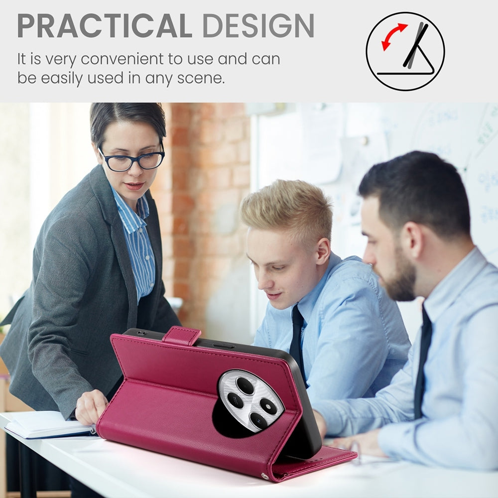 Redmi 14C 4G Magnetic Leather Wallet Case with Card Slots, Stand Function & Full Protection