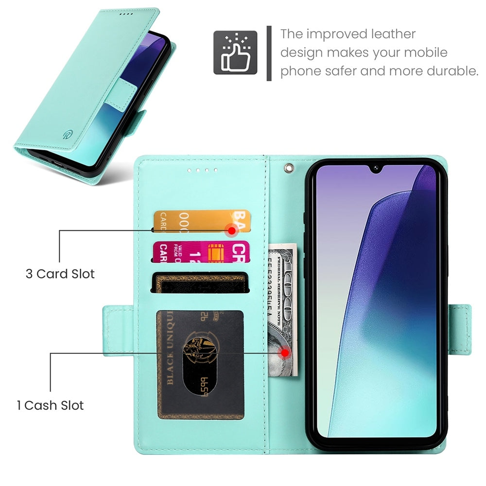 Redmi 14C 4G Magnetic Leather Wallet Case with Card Slots, Stand Function & Full Protection