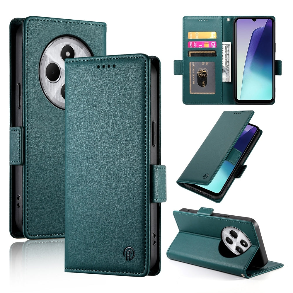Redmi 14C 4G Magnetic Leather Wallet Case with Card Slots, Stand Function & Full Protection