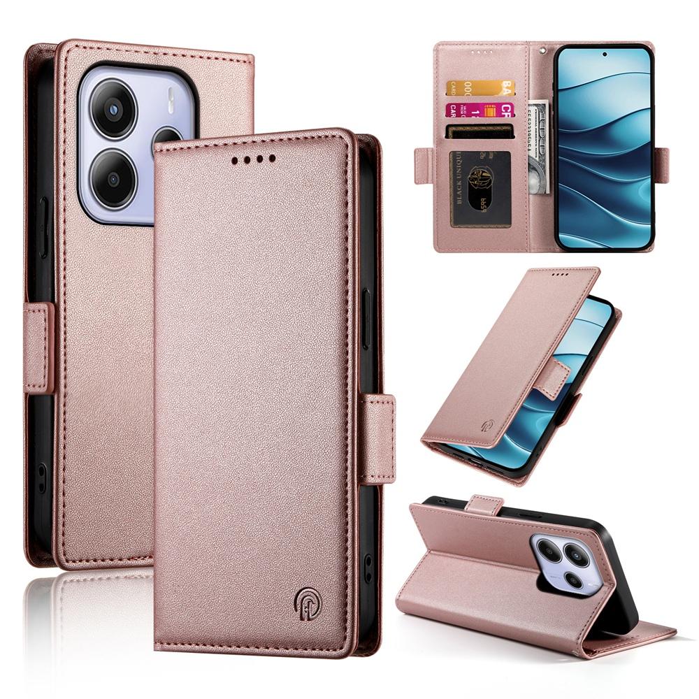 Redmi Note 14 4G Magnetic Leather Wallet Case with Card Slots, Stand Function & Full Protection