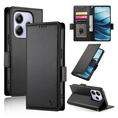 Redmi Note 14 4G Magnetic Leather Wallet Case with Card Slots, Stand Function & Full Protection