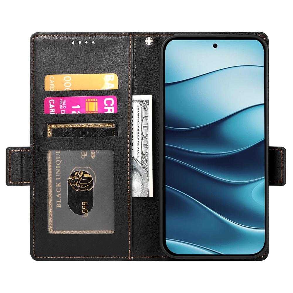 Redmi Note 14 4G Magnetic Leather Wallet Case with Card Slots, Stand Function & Full Protection
