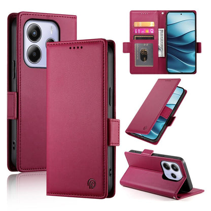 Redmi Note 14 4G Magnetic Leather Wallet Case with Card Slots, Stand Function & Full Protection
